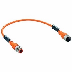 AS-Interface cordset, double-ended, M12 male connector and M12 female connector with self-locking threaded joint, 1 meter, PUR jacket, halogen free, orange