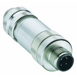 Field attachable connector, M12 male connector with threaded joint, shieldable, assembling with spring-type terminals 0976 PMC 102: 4 poles,<br/>B coding