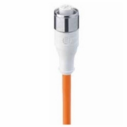 M12-round-plug connector, straight 5-pole single-ended female cordset, 10 meters, orange TPE jacket, according to IEC 61076-2-101