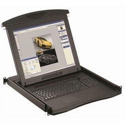 IP KVM, 1U 17" Enhanced LCD Key Board, Number Pad, Touch Pad Mouse Combo, Two Console 16 Port Category 6, No Cables