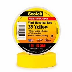 Scotch Vinyl Electrical Color Coding Tape, 3/4 in x 66 ft (19 mm x 20.1 m), Yellow