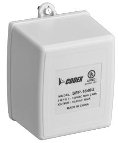Transformer, 40 VA Power, 120 VAC Input, 16.5 VAC Output, White ...
