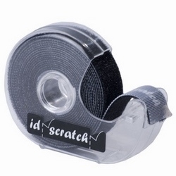 Hook and Loop Cable Ties Dispenser, ID-SCRATCH, Perforated in 3cm Pieces, Includes 1 Roll of 2.5 meters, Black
