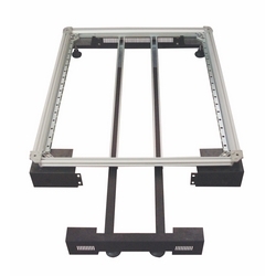 Plinth With Anti-Swing Kit For Aluminum Frames, Pull-Out Stabilizer, 1.5 mm Steel, 90mm (H) X 800mm (W)X 800 mm (D), Light Grey
