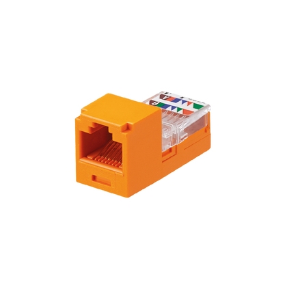 Jack Module, Cat 5E, Unshielded, T568A; T568B, IDC, 1 Port, Orange