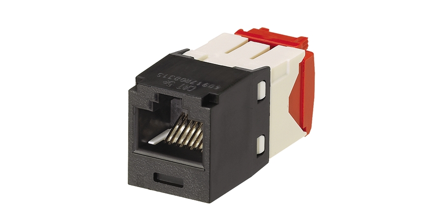 Jack Module, Cat 5E, Unshielded, T568A; T568B, IDC, 1 Port, Black