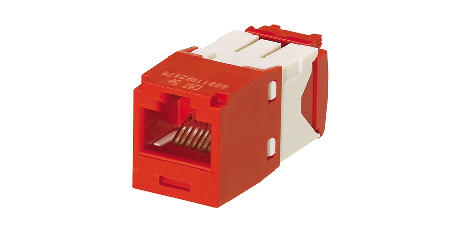 Jack Module, Cat 5E, Unshielded, T568A; T568B, IDC, 1 Port, Red