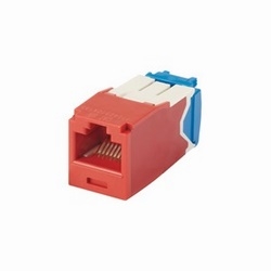Mini-Com Module, Category 6A, UTP, 8-Position 8-Wire, Universal Wiring, Red, TG Style