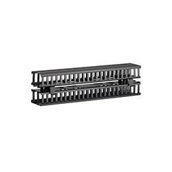Cable Management Duct, Slotted, Vertical Front and Rear, Rack Mount, 5&quot; Width x 4&quot; Depth Channel, 40&quot; Length, ABS Plastic Channel, PVC Black Snap-On Cover