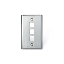 QuickPort Wallplate, Single Gang, 3-Port, Stainless Steel