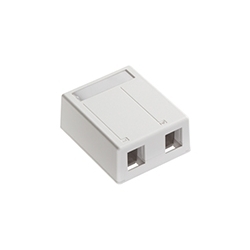 2-Port QuickPort Surface Mount Box for Shielded Connectors, Includes Snap-Lock Cover And Cable Knockouts On Housing Base, White