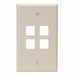 QuickPort Wallplate, Single Gang, 4-Port, Ivory