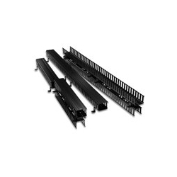 Cable Management Duct, Slotted, Vertical Front and Rear, Rack Mount, 5" Width x 4" Depth Channel, 80" Length, ABS Plastic Channel, PVC Black Snap-On Cover