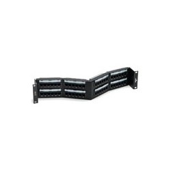 GigaMax Category 5e Universal Recessed Angled Patch Panel, 48-Port, 2RU, Cat 5e