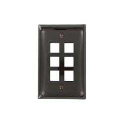 Wall Plate, 6-Port Single-Gang, Midway, Brown