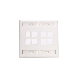 Leviton 42080-8WP 8-Port Dual Gang QuickPort Wallplate with ID Windows White 