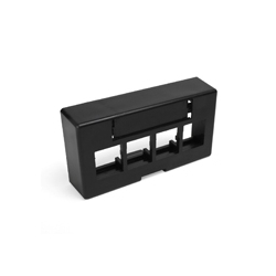 QuickPort Modular Furniture Extended Depth Faceplate, 4-Port, Black, Includes 1 Blank Insert