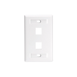 Wall Plate, 2-Port Single-Gang, With ID Windows, For Large Connectors, White