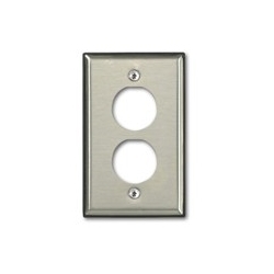 Wall Plate, Industrial, 2-Port Single-Gang, Stainless Steel