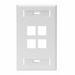 QuickPort Wallplate with ID Window, Single Gang, 4-Port, White