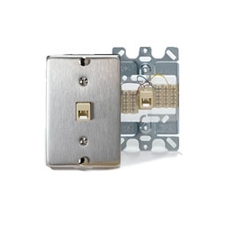 Telephone Wall Jack, 6-Position, 4-Conductors, Quick Connect, Stainless Steel