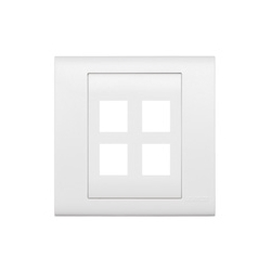 Excella QuickPort Wallplate, 4-Port, White, Includes Wallplate Frame and Insert, Connectors Sold Separately