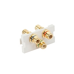 Multimedia Outlet System RCA 3-Port Adapter, Female-to-Female, A/V Colors: Red-PR, Blue-PB, Green-Y, 1 Unit MOS Module, White