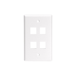 Wall Plate, 4-Port Single-Gang, Large Connectors, White