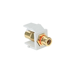 QuickPort RCA, Gold-Plated Connector with Red Stripe, White
