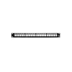 QuickPort Patch Panel with Magnifying Lens Label Holder, 24-Port, 1RU, Includes Cable Management Bar