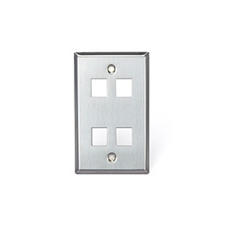 QuickPort Wallplate, Single Gang, 4-Port, Stainless Steel