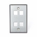 QuickPort Wallplate, Single Gang, 4-Port, Stainless Steel