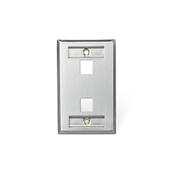 QuickPort Wallplate, Single Gang, 2-Port, Stainless Steel, with designation Window