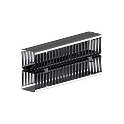 Cable Management Duct, Front and Rear, Vertical, Rack Mount, 8" Width x 8" Depth Channel, 80" Length x 8.5" Width x 17.5" Height, ABS Plastic Channel, With PVC Black Hinged Cover