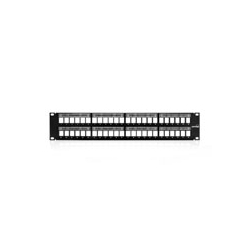 QuickPort Patch Panel with Magnifying Lens Label Holder, 48-Port, 2RU, Includes Cable Management Bar