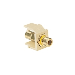 QuickPort RCA, Gold-Plated Connector with Yellow Stripe, Ivory