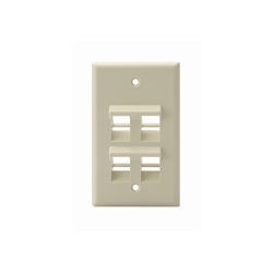 Angled QuickPort Wallplate 4-Port, Single Gang, Ivory
