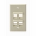 Angled QuickPort Wallplate 4-Port, Single Gang, Ivory