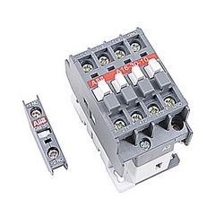 3 pole, 30 amp, non-reversing across the line contactor with 110-120V AC coil and 1 NO and 1 NC auxiliary contacts