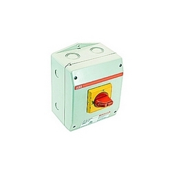3 pole, 32 amps rated at 600 V AC, UL 508, enclosed non-fusible disconnect switch in a UL/NEMA 3R/12 plastic enclosure