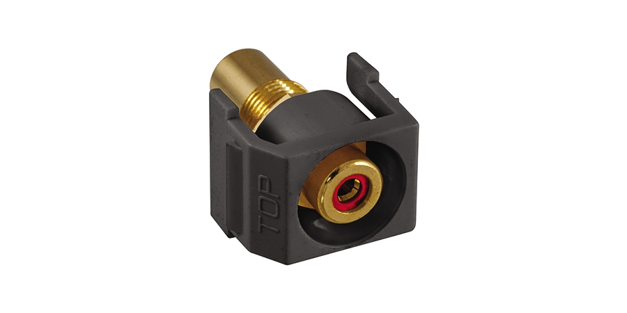 Pass-Through Recessed RCA Connector, 1000V, Beryllium Copper, Red ...