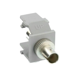 QuickPort ST Fiber Optic Adapter, MM, Phosphor Bronze Sleeve, Grey