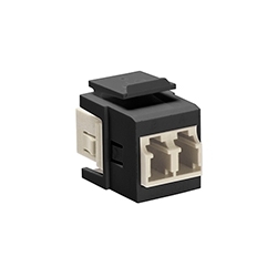 QuickPort Duplex LC Adapter, MM, phosphor bronze sleeve, Beige/Black