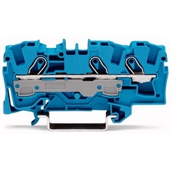 3-conductor Through Terminal Block, 6 Mm2, Blue; Suitable For Ex E II Applications; Side And Center Marking; For Din-rail 35 X 15 And 35 X 7.5; Push-in CAGE CLAMP