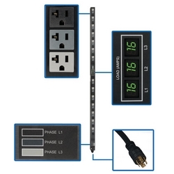 5.7kW 3-Phase Metered PDU, 120V Outlets (42 5-15/20R), L21-20P, 6ft Cord, 0U Vertical, TAA