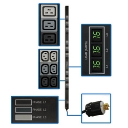 11.5kW 3-Phase Metered PDU, 240V Outlets (36 C13 & 9 C19), L22-20P, 415V input, 6ft Cord, 0U Vertical, TAA