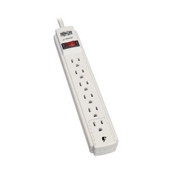Protect It! 6-Outlet Surge Protector, 15 ft. Cord, 790 Joules, Diagnostic LED, Light Gray Housing