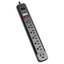 Protect It! 7-Outlet Surge Protector, 6-ft. Cord, 1080 Joules, Modem/Fax Protection, Black Housing