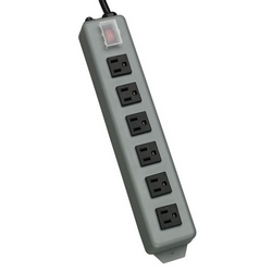 Waber-by-Tripp Lite Industrial Power Strip with 6 Right-Angle Outlets, 15-ft. Cord, Mounting Tabs