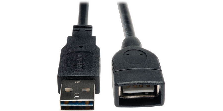 Extension Cable, USB A Female, Black, Length 6 ft., Premium Double ...